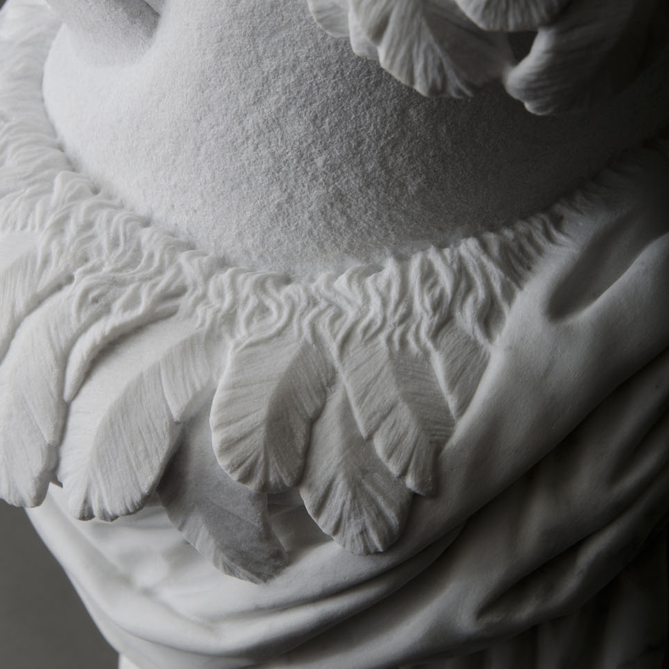 Icon: Sam the Eagle, marble, 19 x 12 x 12 in.