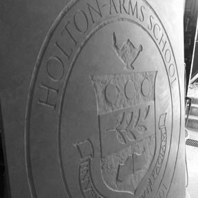 Holton Arms School Seal, limestone, 6 x 6 ft.