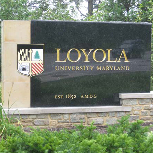 Loyola University Sign, Baltimore, Maryland, granite
