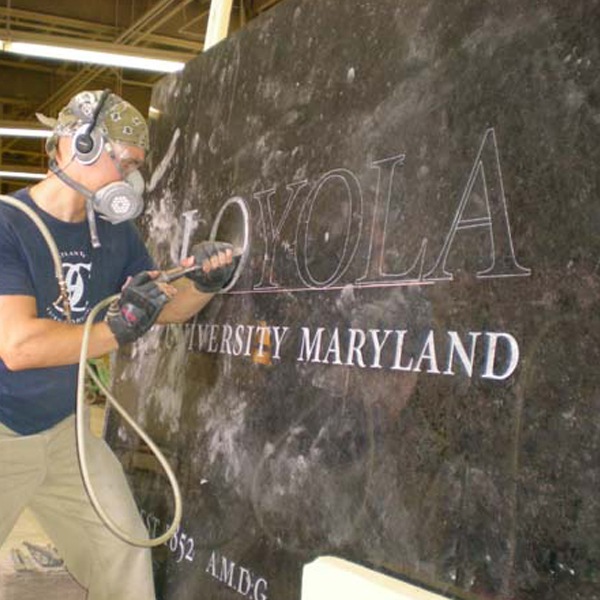 Loyola University Sign, Baltimore, Maryland, granite