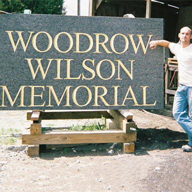 Woodrow Wilson Bridge Sign, granite