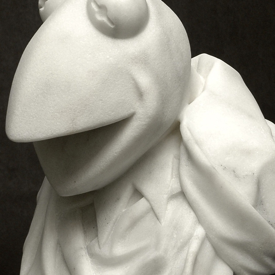 Icon I: Kermit, Imperial Danby marble, 15 x 8 x 8 in
